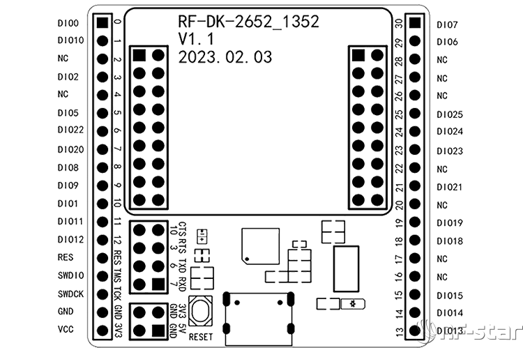 RF-BM-2340B1模塊引腳與開發(fā)底板引腳對照