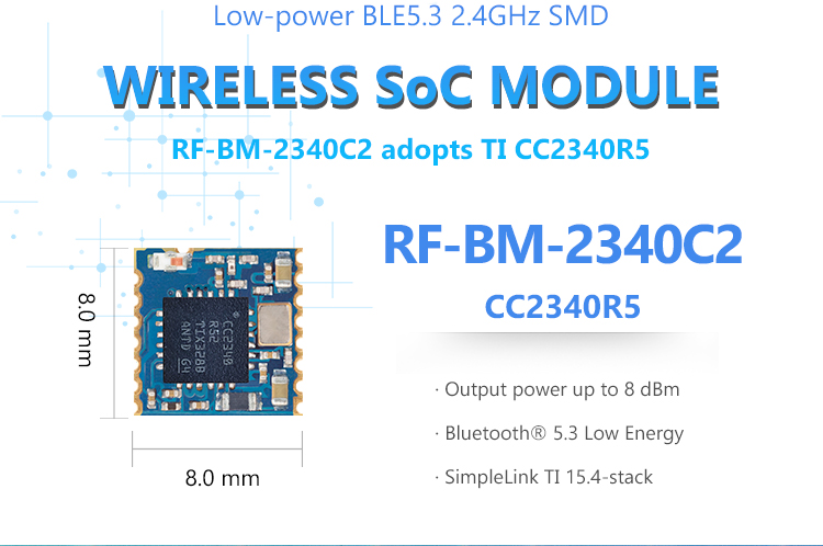 Size of CC2340 module RF-BM-2340C2 Size of CC2340 module RF-BM-2340C2
